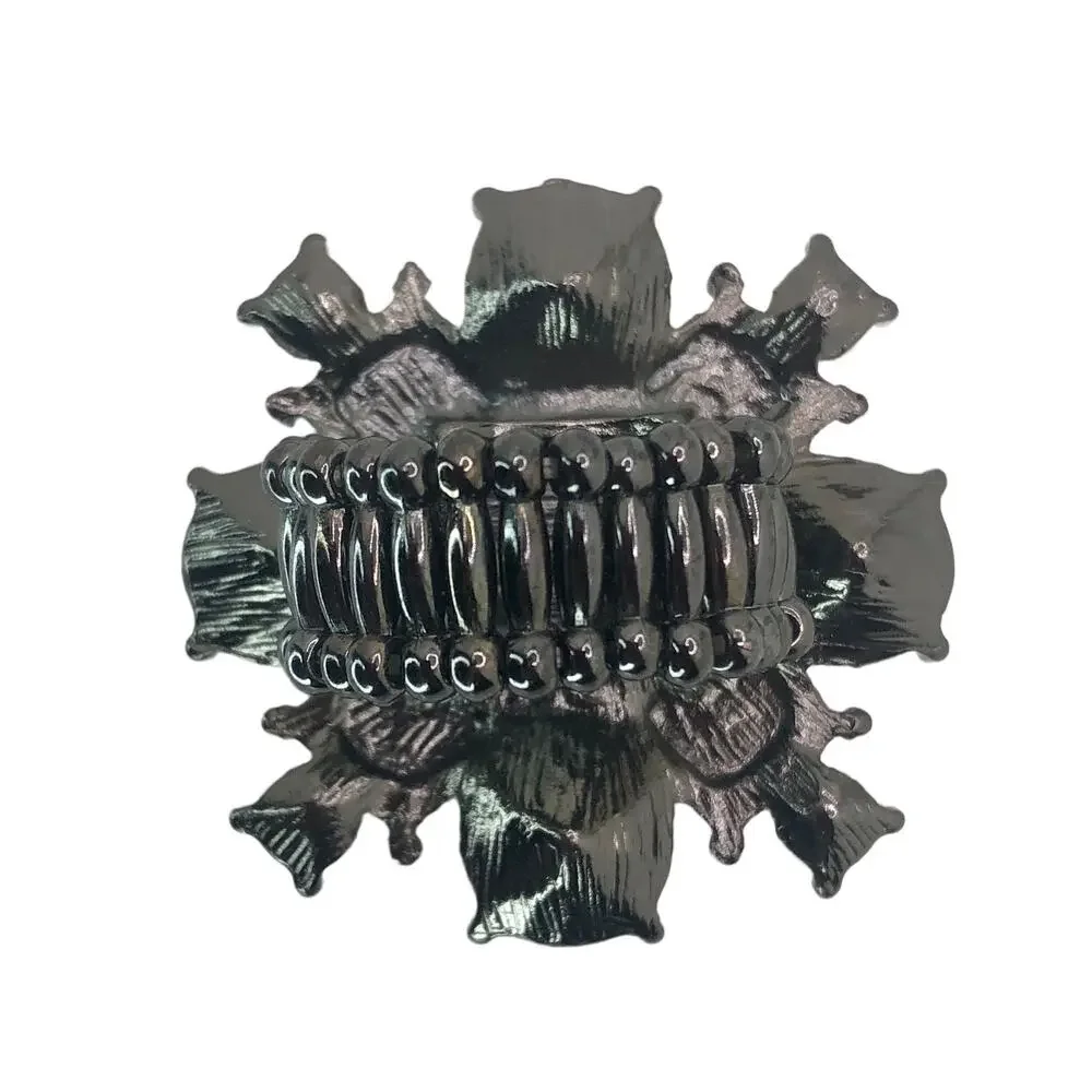Black and Gun Metal Geometric Rhinestone Statement Ring - One Size Fits Most